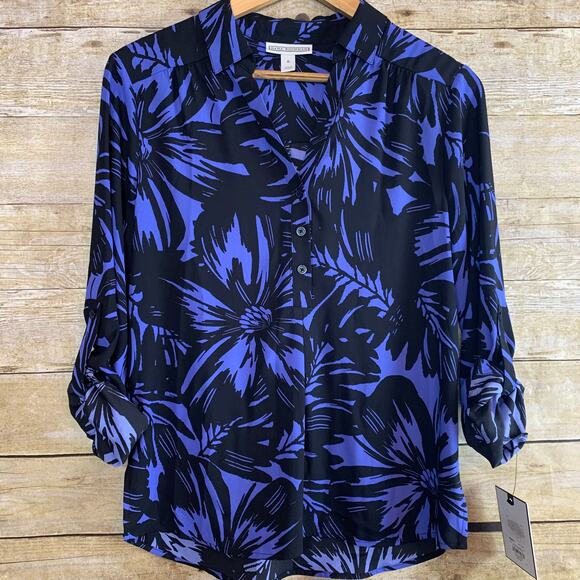 Dana Buchman Floral Print Button up New Womens Small Bold Vibrant Print - Picture 1 of 6